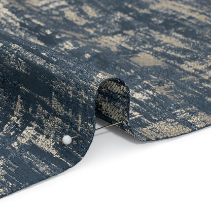 Recycled Polyester Drapery Jacquard - Indigo Abstract Strokes - British Imported Detail