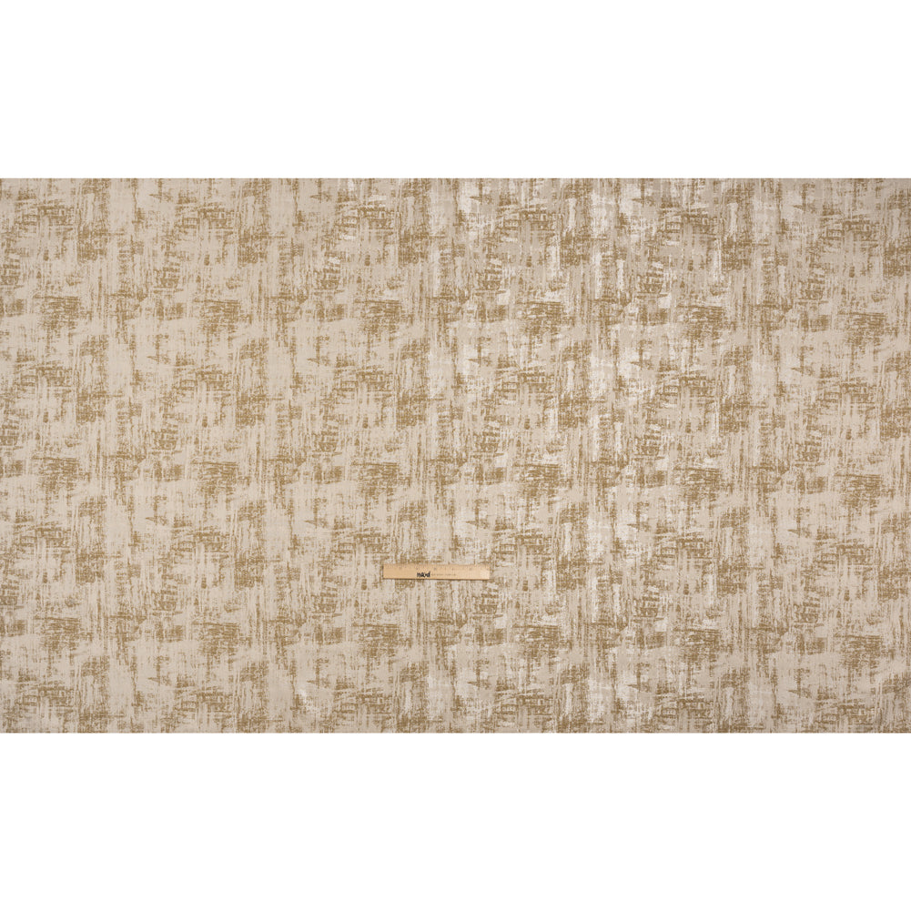 Recycled Polyester Drapery Jacquard - Ochre Abstract Strokes - British Imported Full