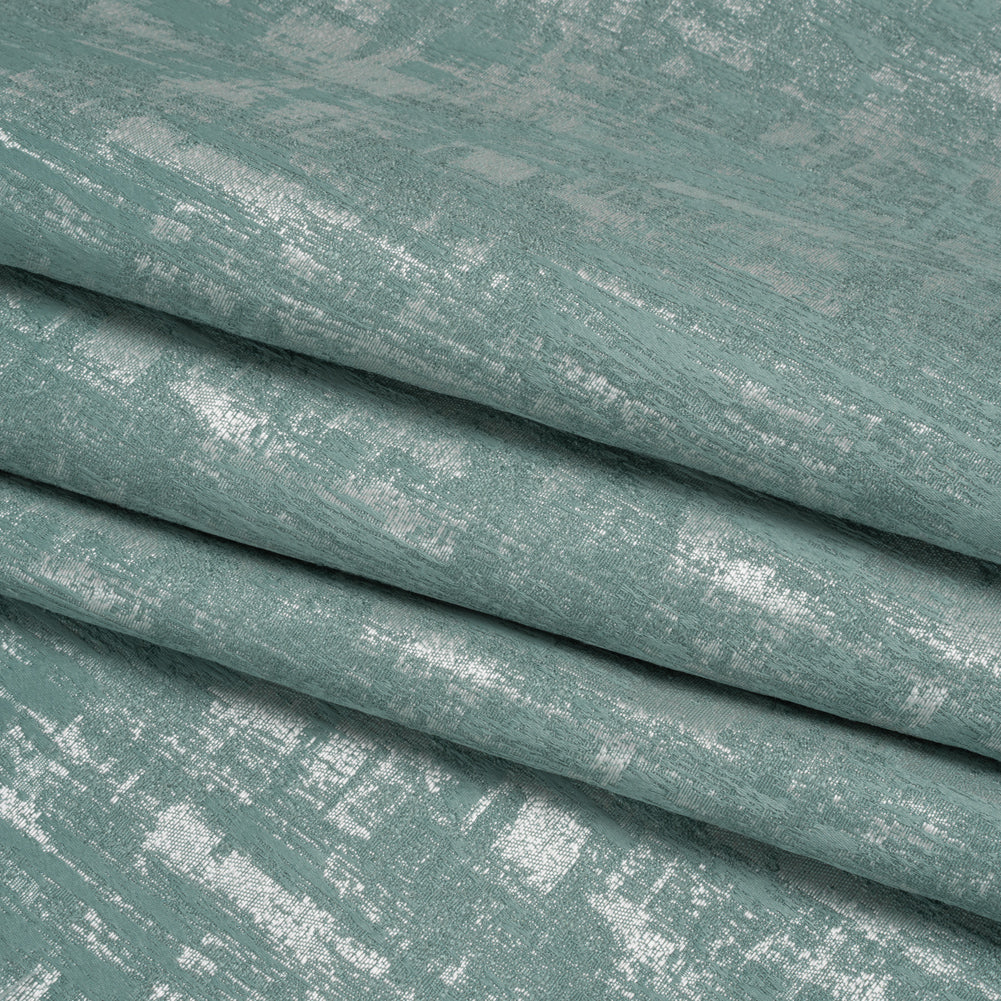 Recycled Polyester Drapery Jacquard - Seafoam Abstract Strokes - British Imported Folded