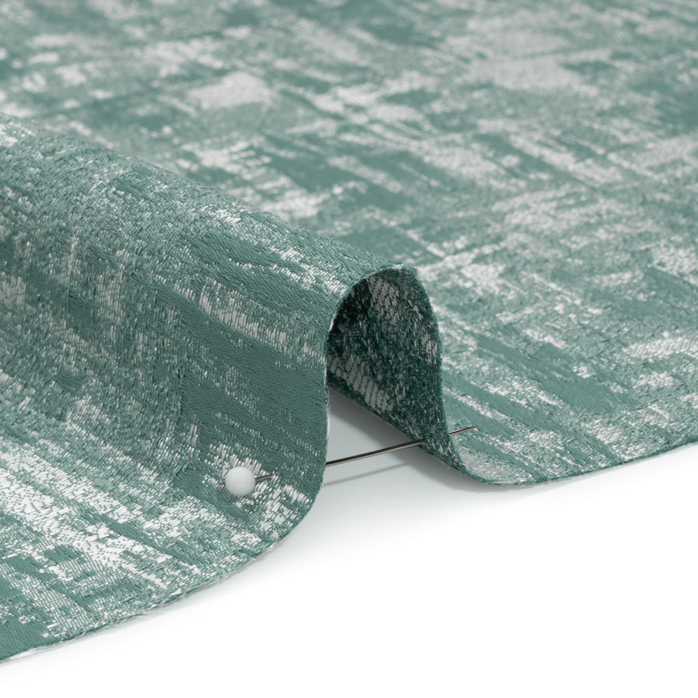 Recycled Polyester Drapery Jacquard - Seafoam Abstract Strokes - British Imported Detail