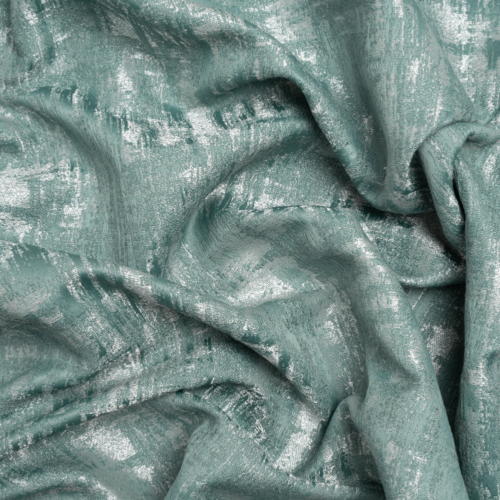 Recycled Polyester Drapery Jacquard - Seafoam Abstract Strokes - British Imported