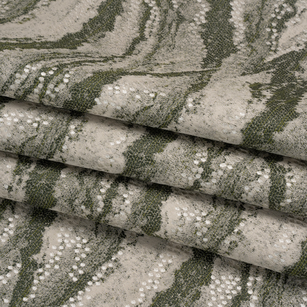Recycled Polyester Jacquard - Forest Landscape Spots - British Imported Folded