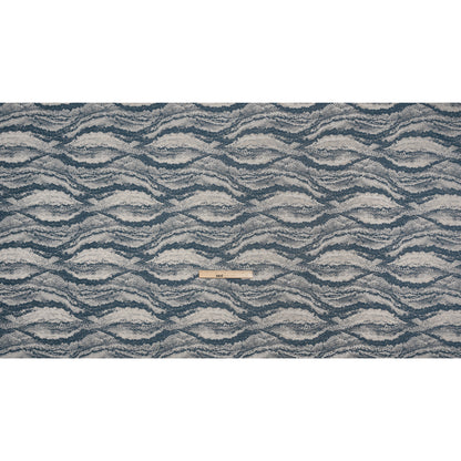 Recycled Polyester Jacquard - Indigo Landscape Spots - British Imported Full