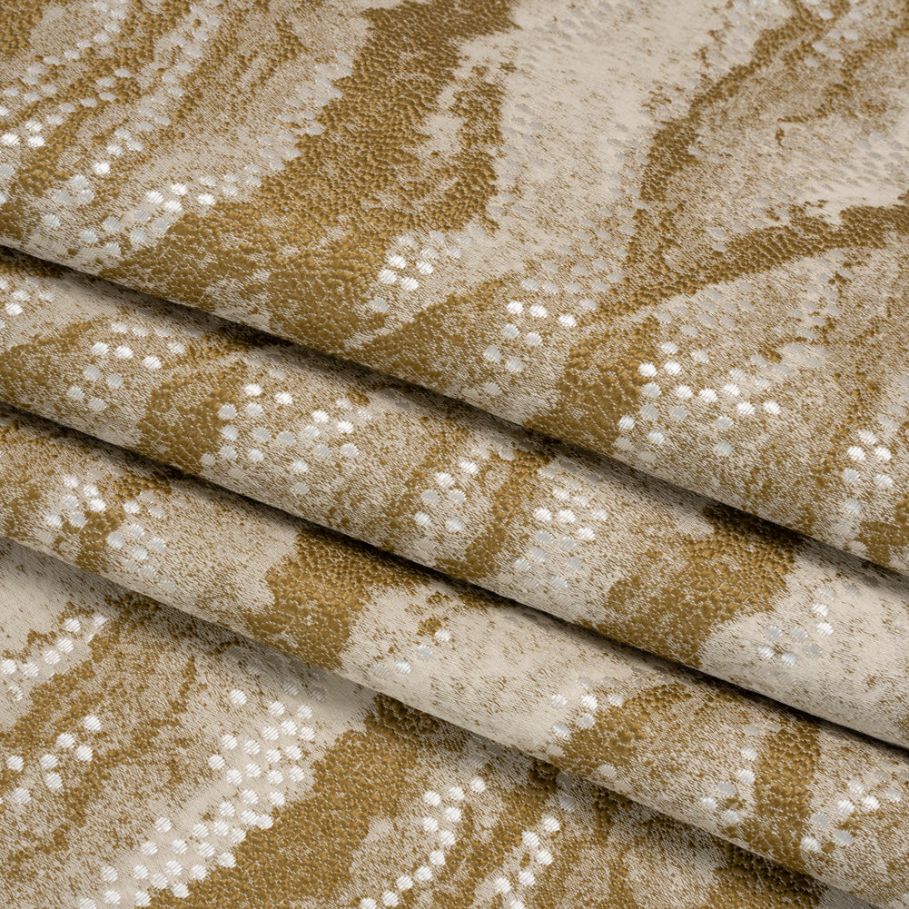 Recycled Polyester Jacquard - Ochre Landscape Spots - British Imported Folded