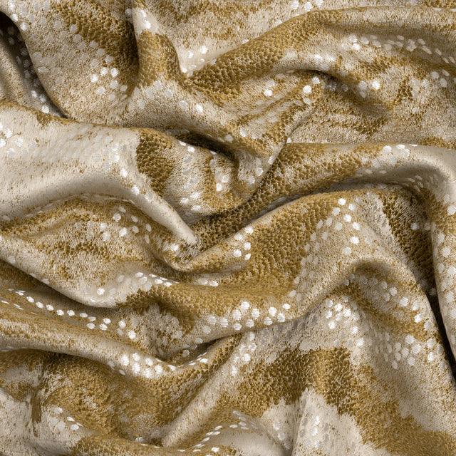 Recycled Polyester Jacquard - Ochre Landscape Spots - British Imported