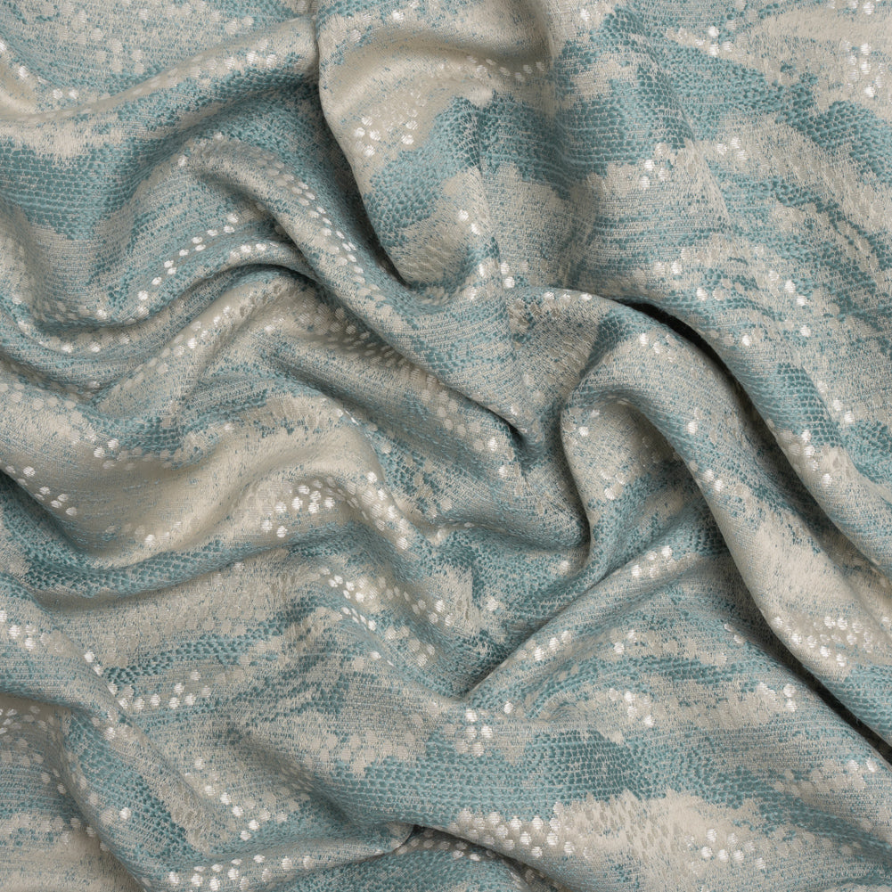 Recycled Polyester Jacquard - Seafoam Landscape Spots - British Imported