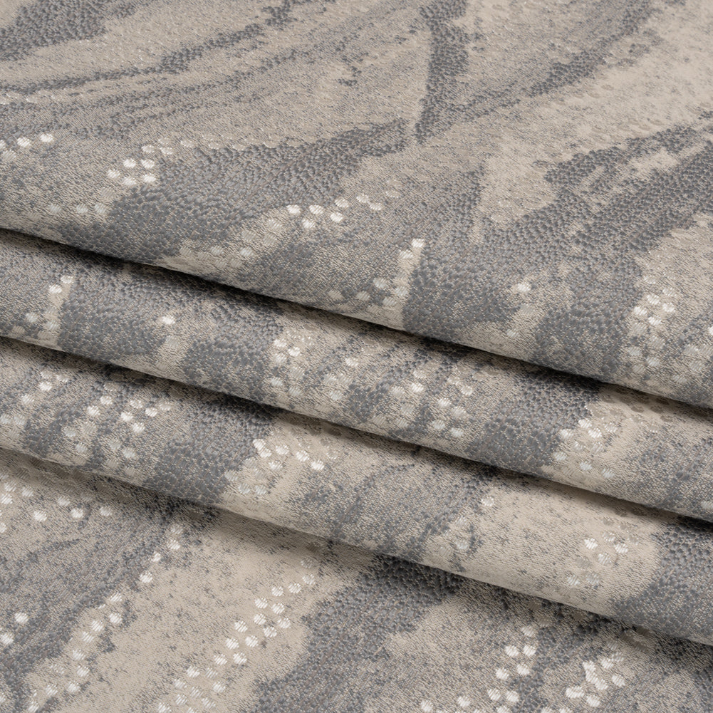 Recycled Polyester Jacquard - Slate Landscape Spots - British Imported Folded