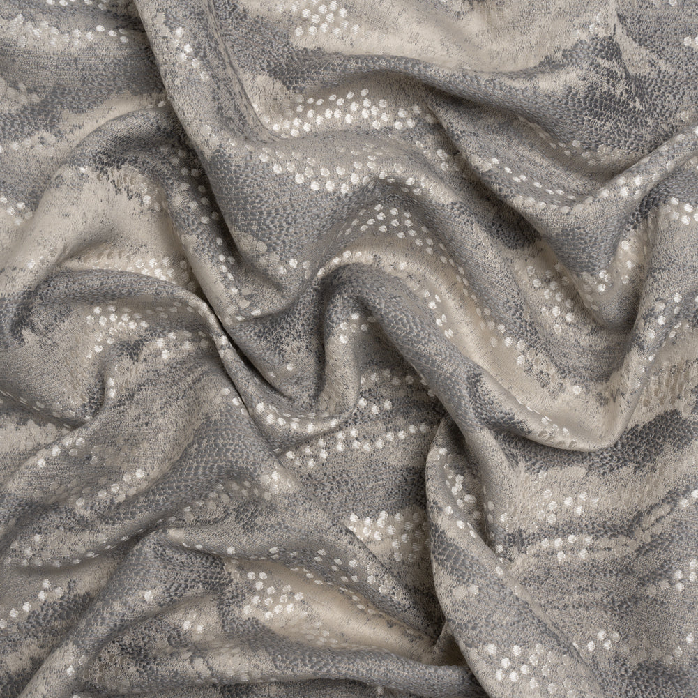 Recycled Polyester Jacquard - Slate Landscape Spots - British Imported