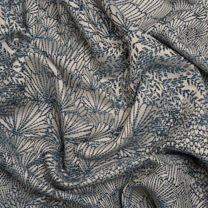 Recycled Polyester Jacquard - Indigo Lush Garden - British Imported