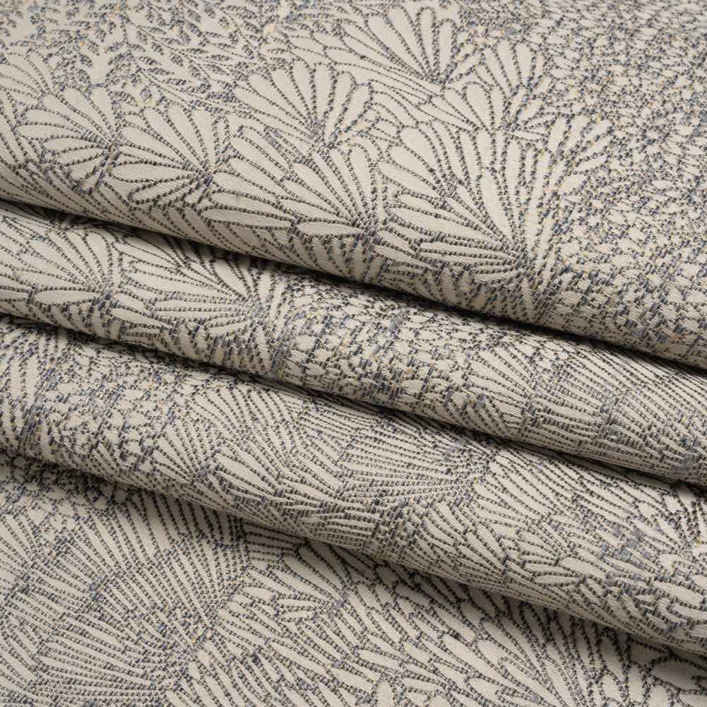 Recycled Polyester Jacquard - Slate Lush Garden - British Imported Folded