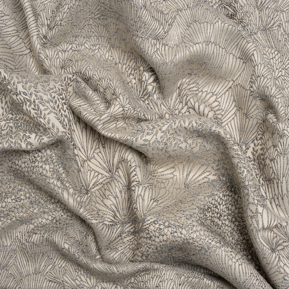 Recycled Polyester Jacquard - Slate Lush Garden - British Imported