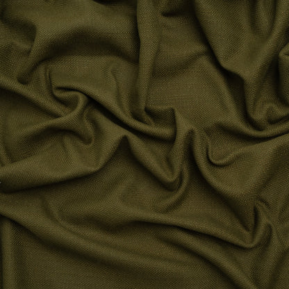 Linen Look Recycled Polyester and Cotton Woven - Olive - British Imported