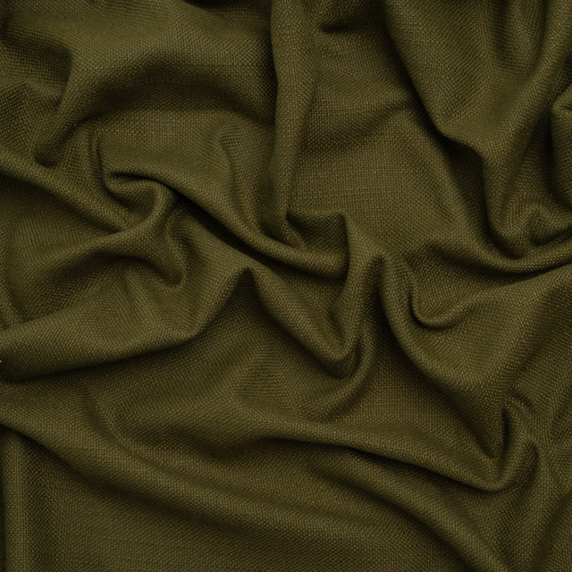 Linen Look Recycled Polyester and Cotton Woven - Olive - British Imported