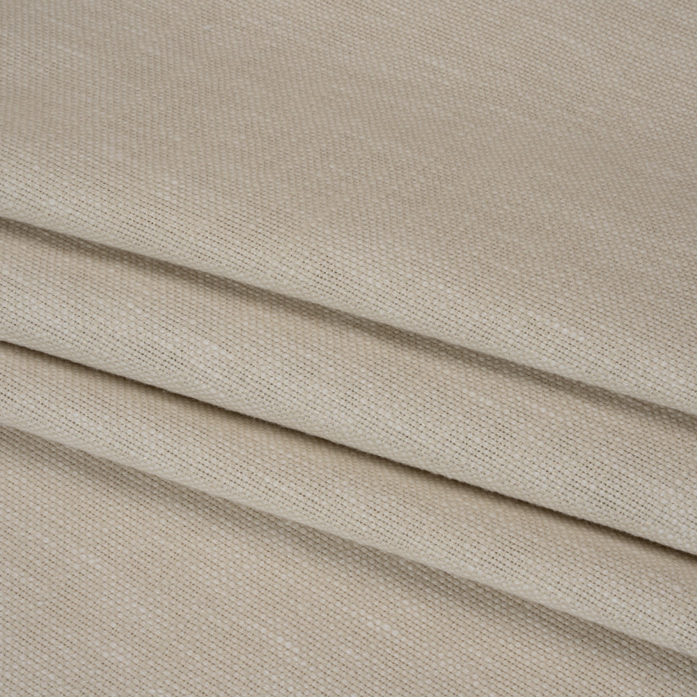 Linen Look Recycled Polyester and Cotton Woven - Oyster - British Imported