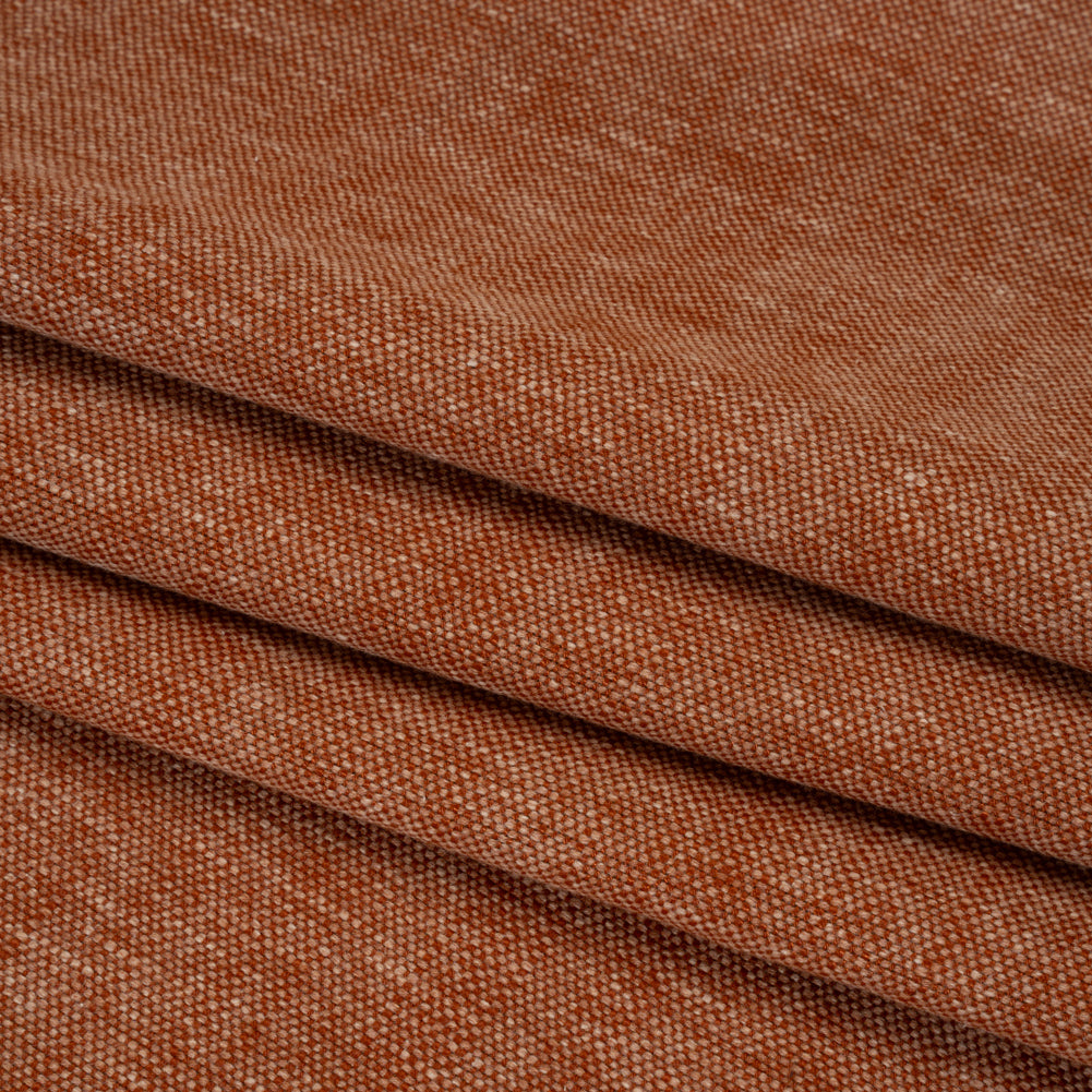 Linen Look Recycled Polyester and Cotton Woven - Paprika - British Imported