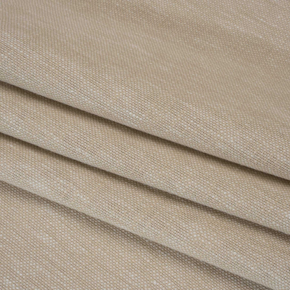Linen Look Recycled Polyester and Cotton Woven - Putty - British Imported