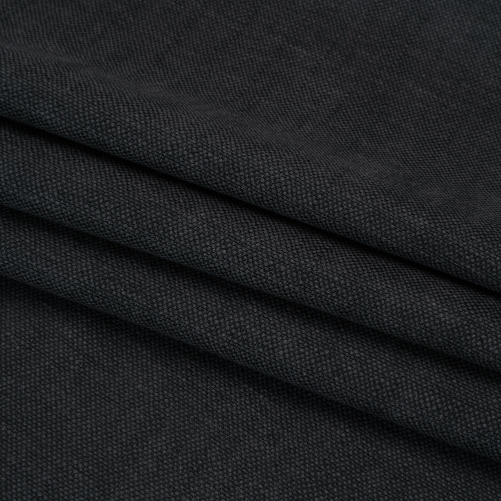 Linen Look Recycled Polyester and Cotton Woven - Raven - British Imported - Folded