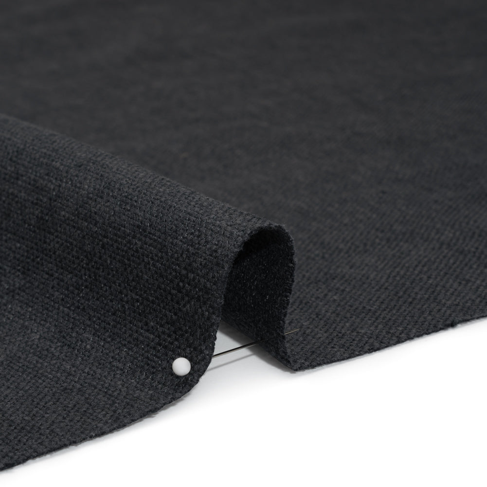 Linen Look Recycled Polyester and Cotton Woven - Raven - British Imported - Detail