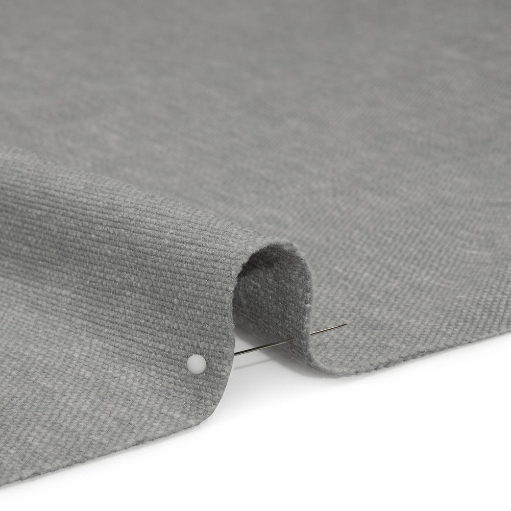 Linen Look Recycled Polyester and Cotton Woven - Silver - British Imported - Detail