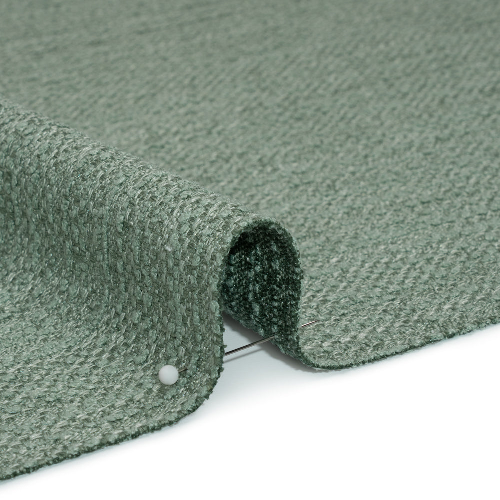 Textured Recycled Polyester Woven - Aloe Boucle Stripes - British Imported