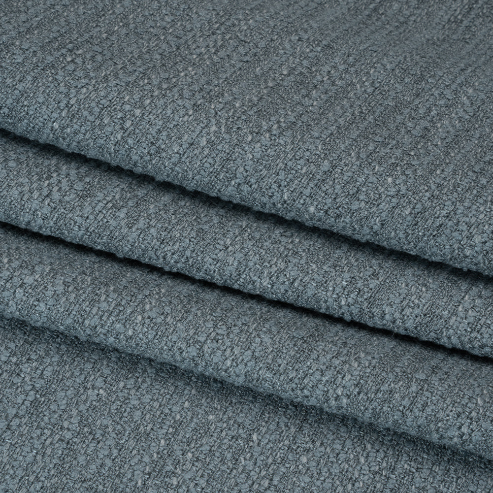 Textured Recycled Polyester Woven - Chambray Boucle Stripes - British Imported - Folded