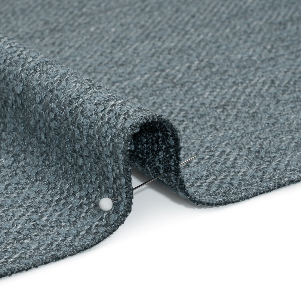 Textured Recycled Polyester Woven - Chambray Boucle Stripes - British Imported - Detail