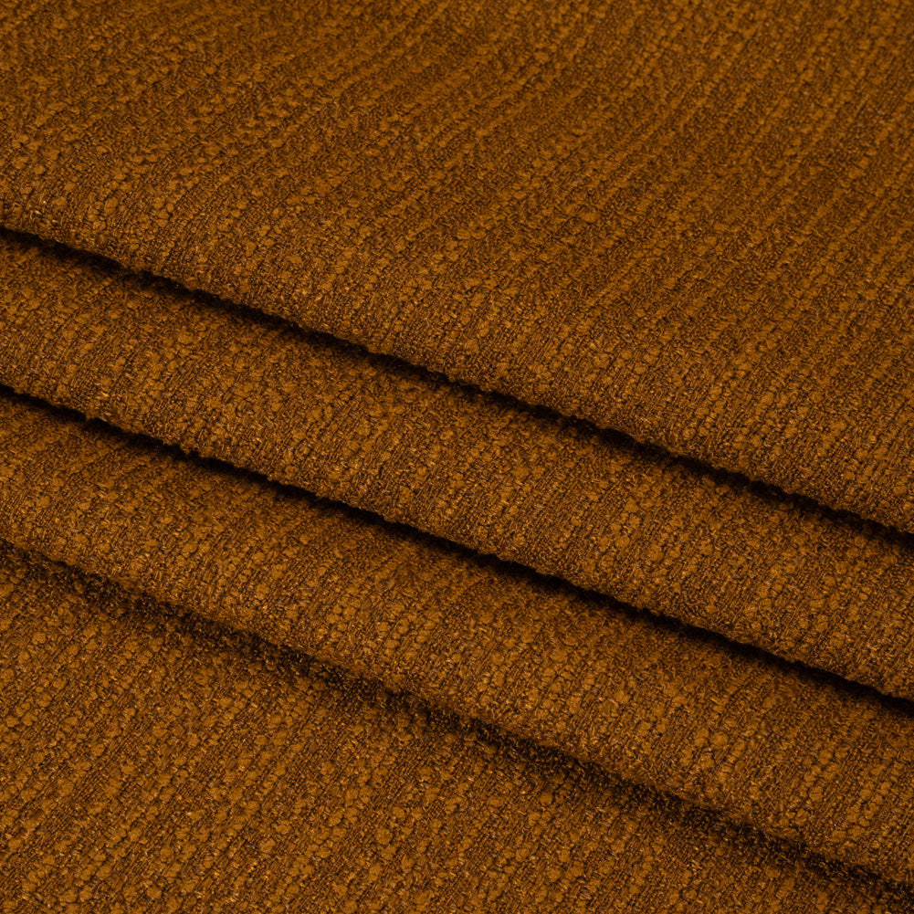 Textured Recycled Polyester Woven - Copper Boucle Stripes - British Imported - Folded