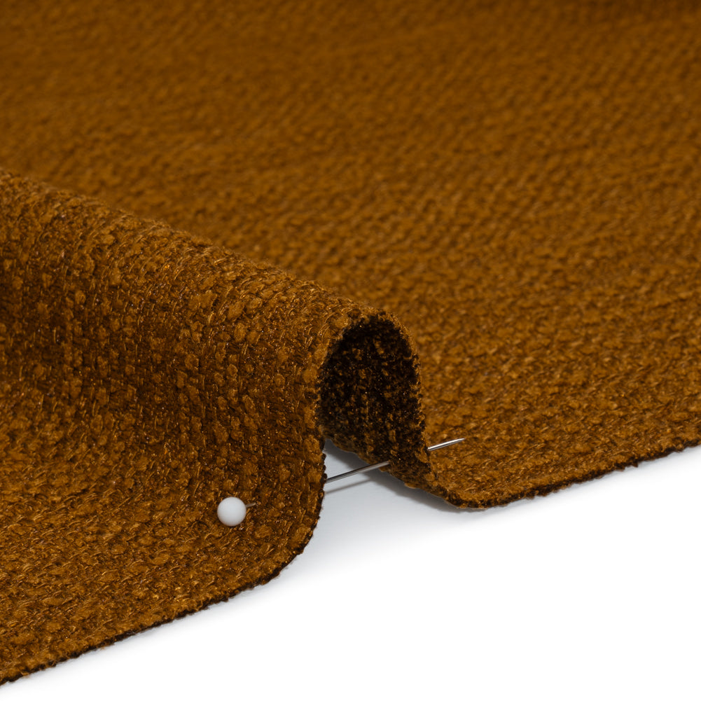 Textured Recycled Polyester Woven - Copper Boucle Stripes - British Imported - Detail