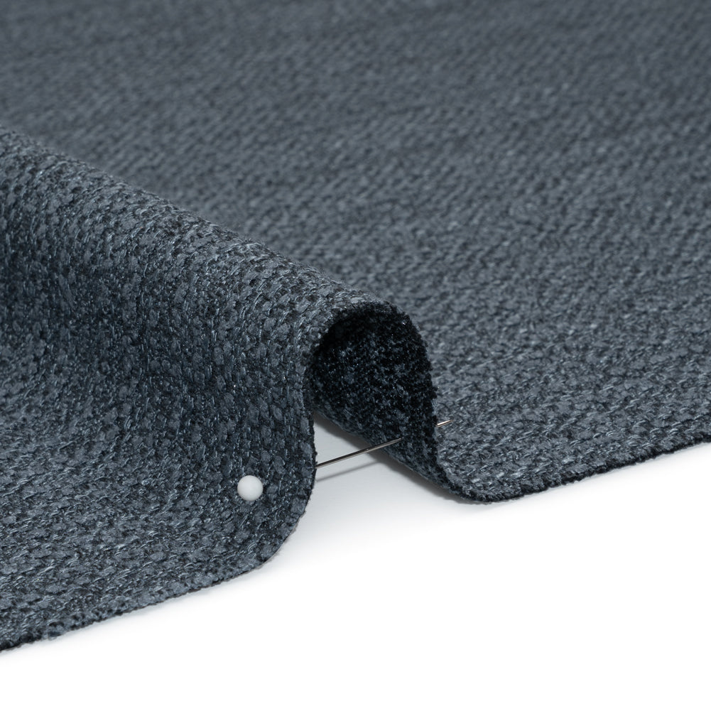 Textured Recycled Polyester Woven - Denim Boucle Stripes - British Imported