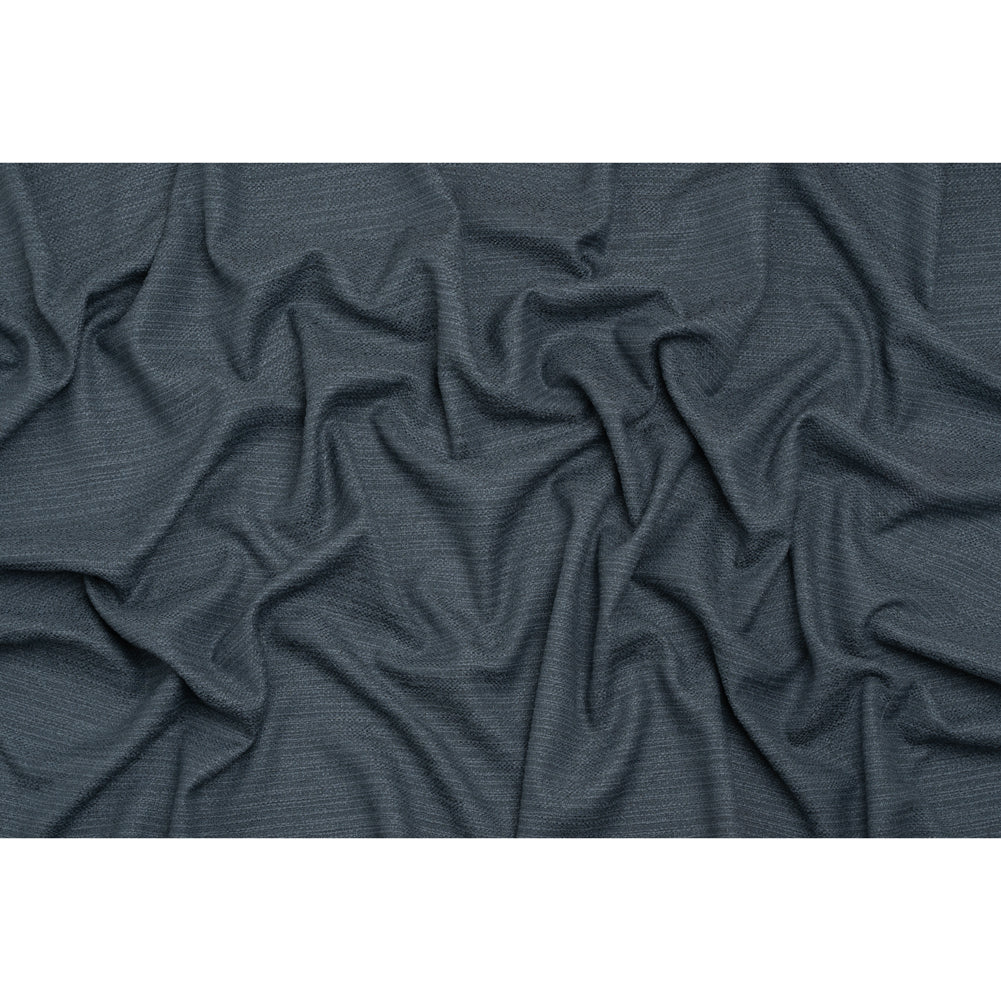 Textured Recycled Polyester Woven - Denim Boucle Stripes - British Imported