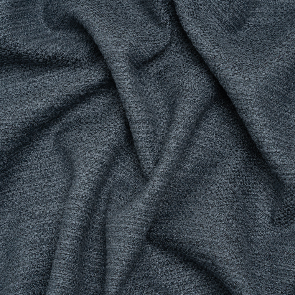 Textured Recycled Polyester Woven - Denim Boucle Stripes - British Imported
