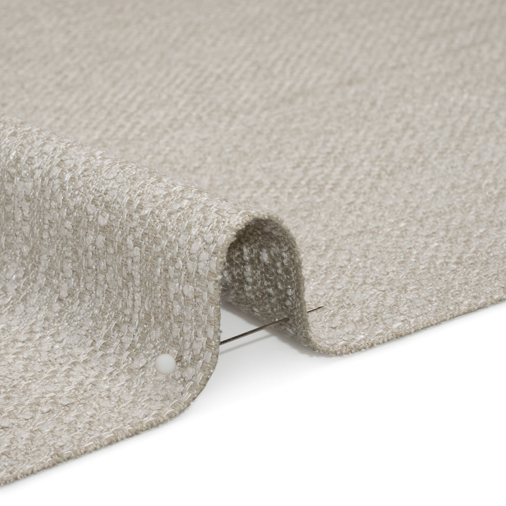 Textured Recycled Polyester Woven - Dove Boucle Stripes - British Imported