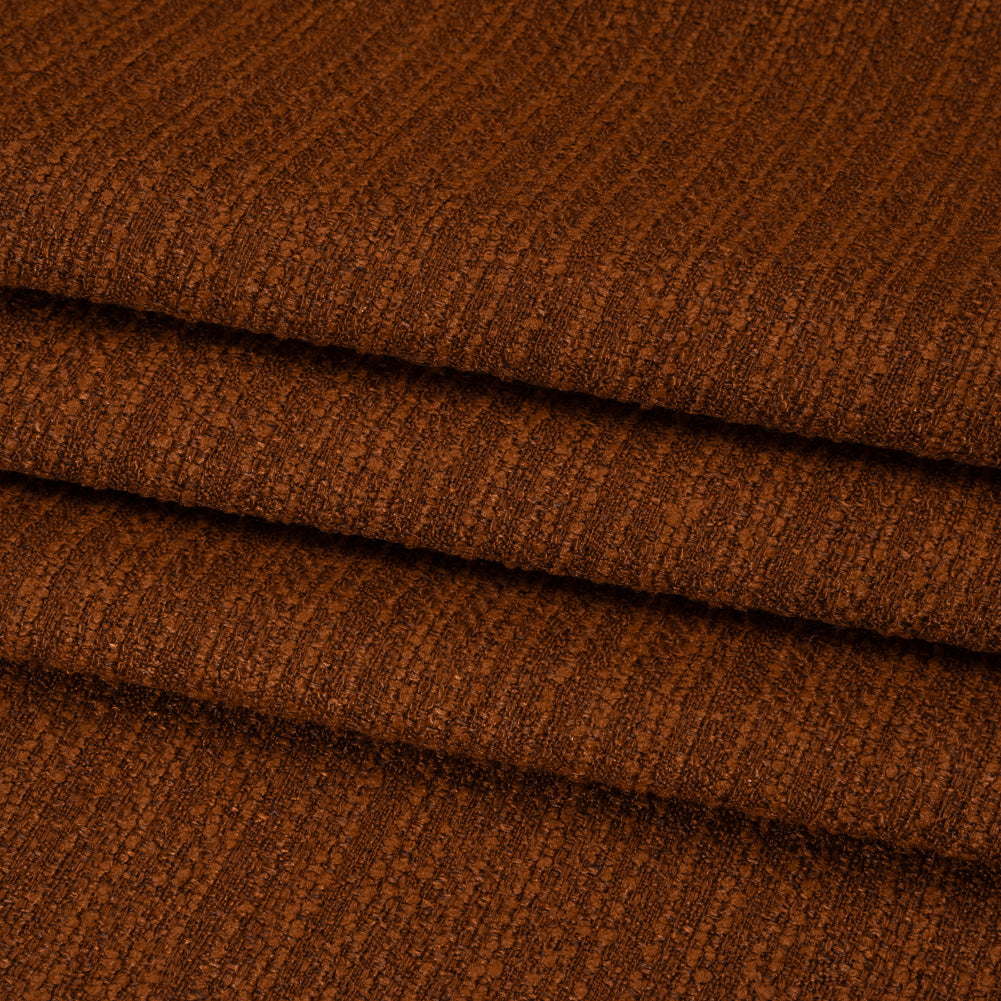 Textured Recycled Polyester Woven - Ginger Boucle Stripes - British Imported
