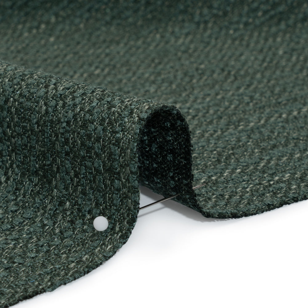 Textured Recycled Polyester Woven - Kingfisher Boucle Stripes - British Imported