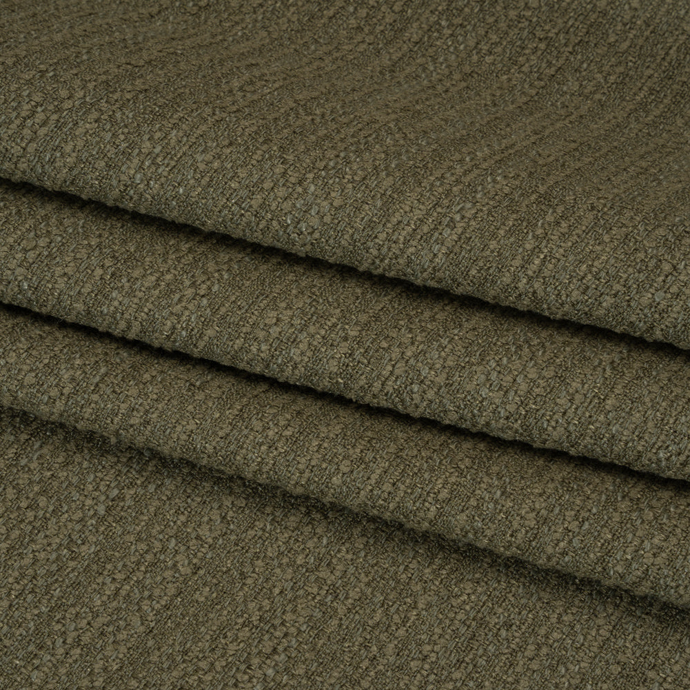 Textured Recycled Polyester Woven - Moss Boucle Stripes - British Imported