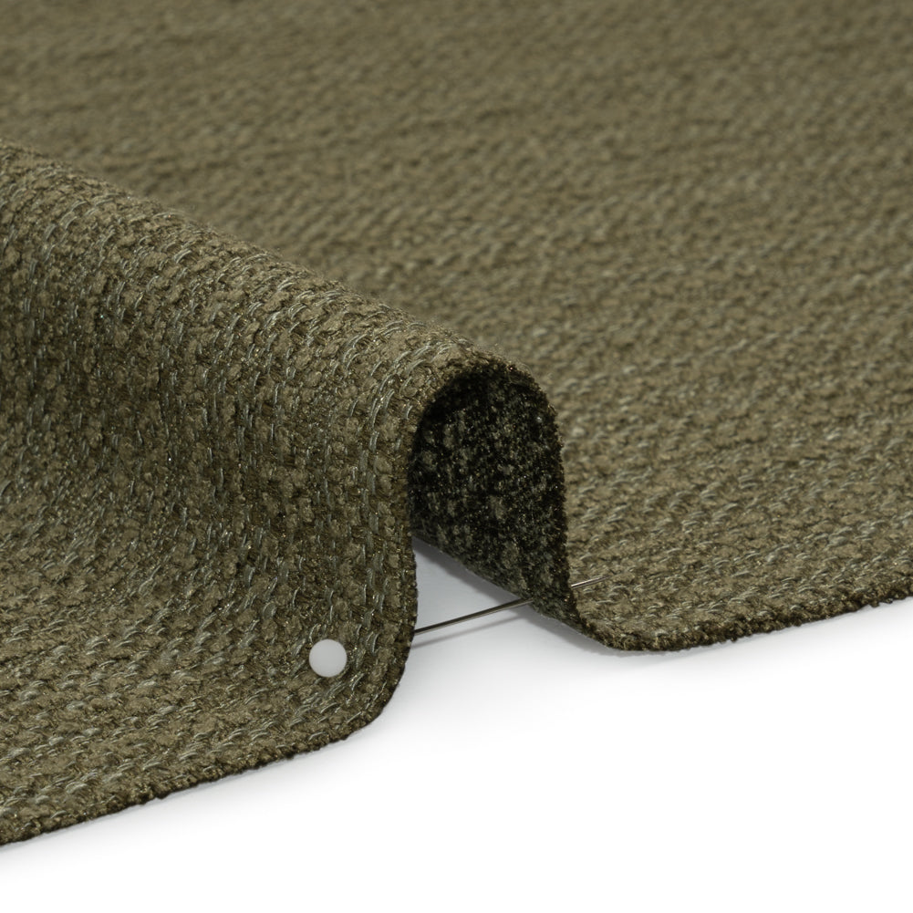 Textured Recycled Polyester Woven - Moss Boucle Stripes - British Imported