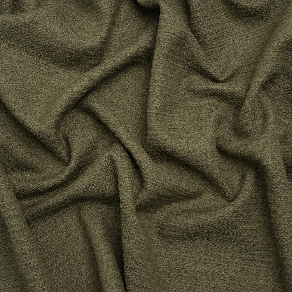 Textured Recycled Polyester Woven - Moss Boucle Stripes - British Imported