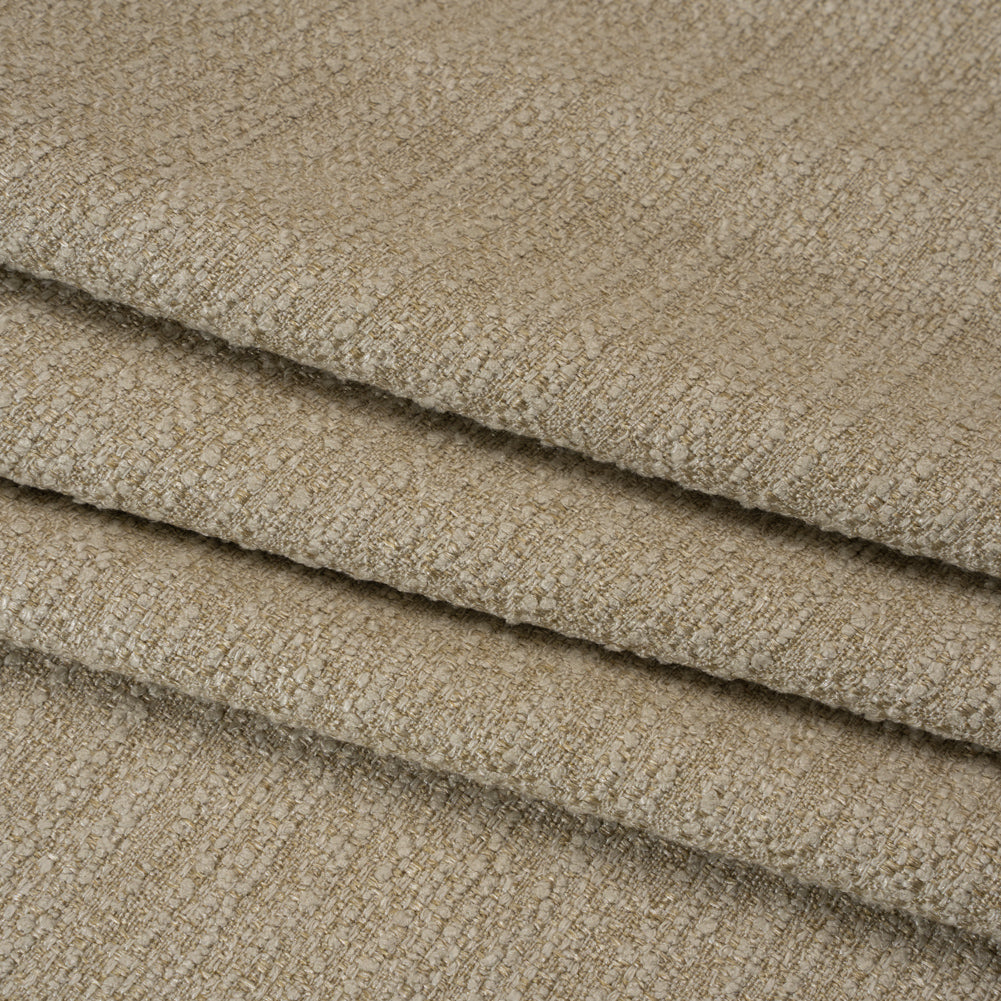 Textured Recycled Polyester Woven - Oatmeal Boucle Stripes - British Imported
