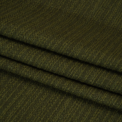 Textured Recycled Polyester Woven - Olive Boucle Stripes - British Imported