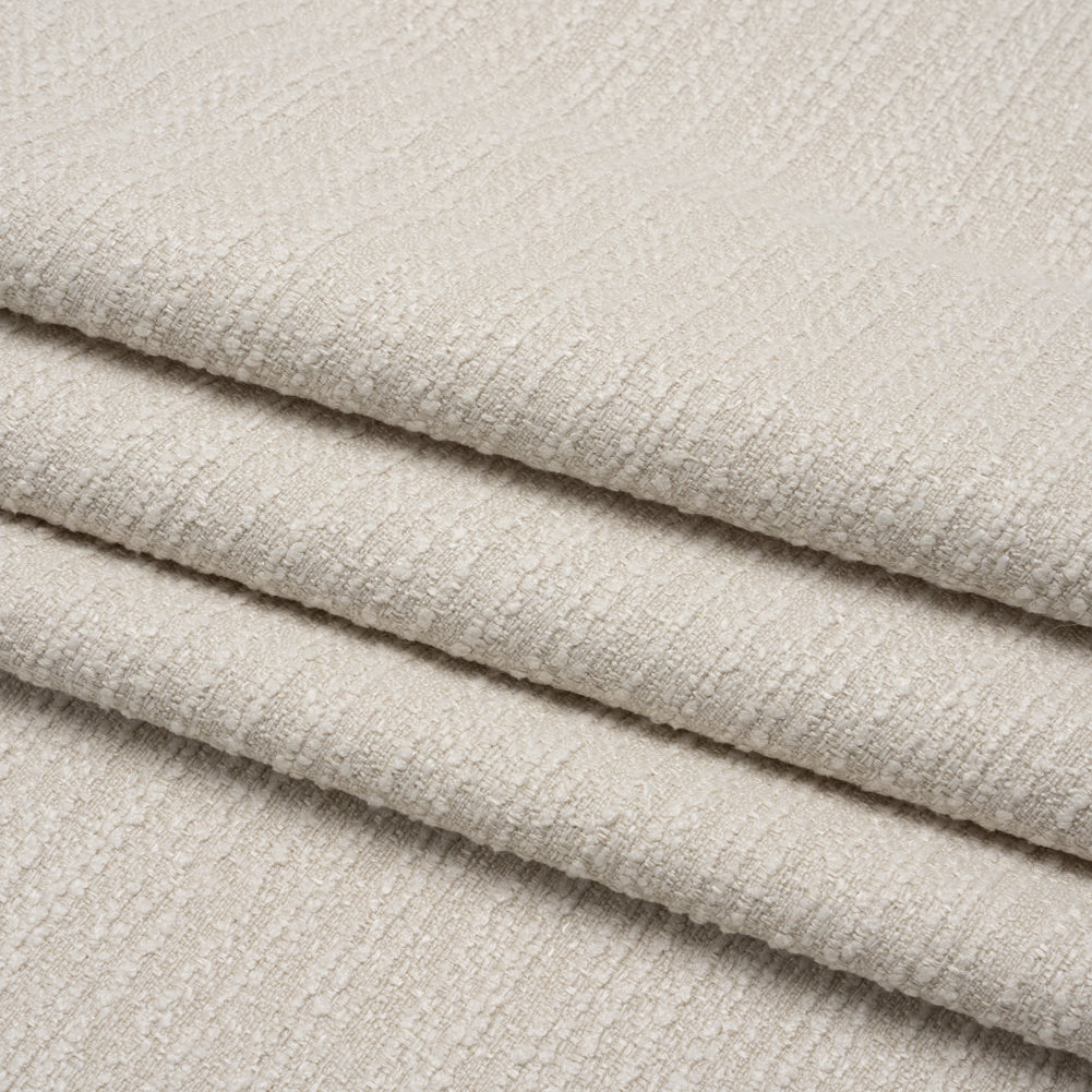 Textured Recycled Polyester Woven - Oyster Boucle Stripes - British Imported