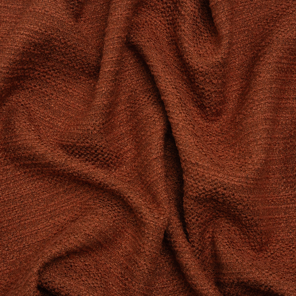 Textured Recycled Polyester Woven - Paprika Boucle Stripes - British Imported