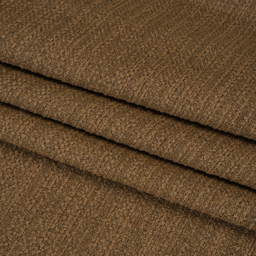 Textured Recycled Polyester Woven - Pecan Boucle Stripes - British Imported