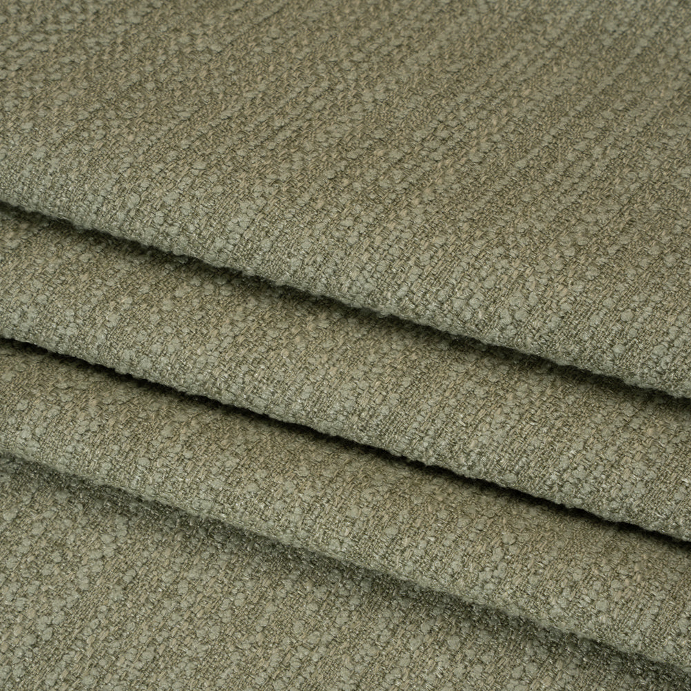 Textured Recycled Polyester Woven - Pistachio Boucle Stripes - British Imported