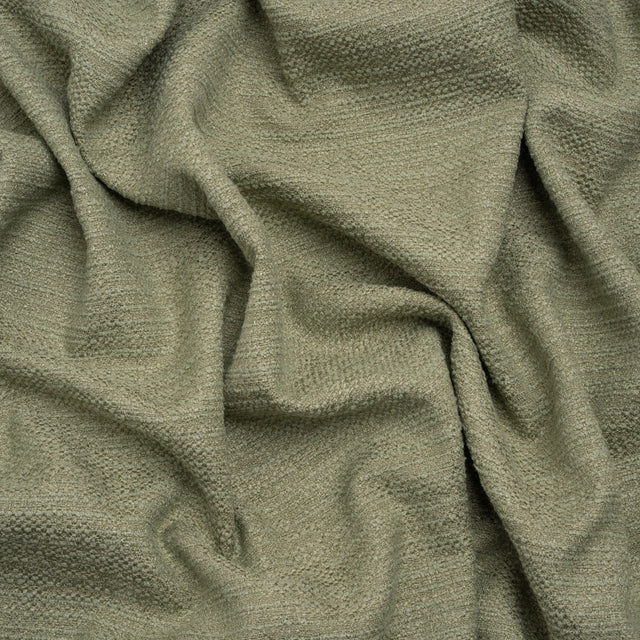 Textured Recycled Polyester Woven - Pistachio Boucle Stripes - British Imported