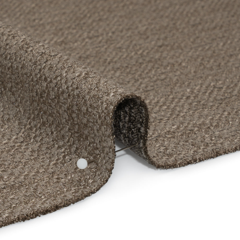 Textured Recycled Polyester Woven - Porcini Boucle Stripes - British Imported - Detail