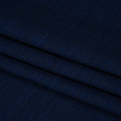 Textured Recycled Polyester Woven - Prussian Boucle Stripes - British Imported