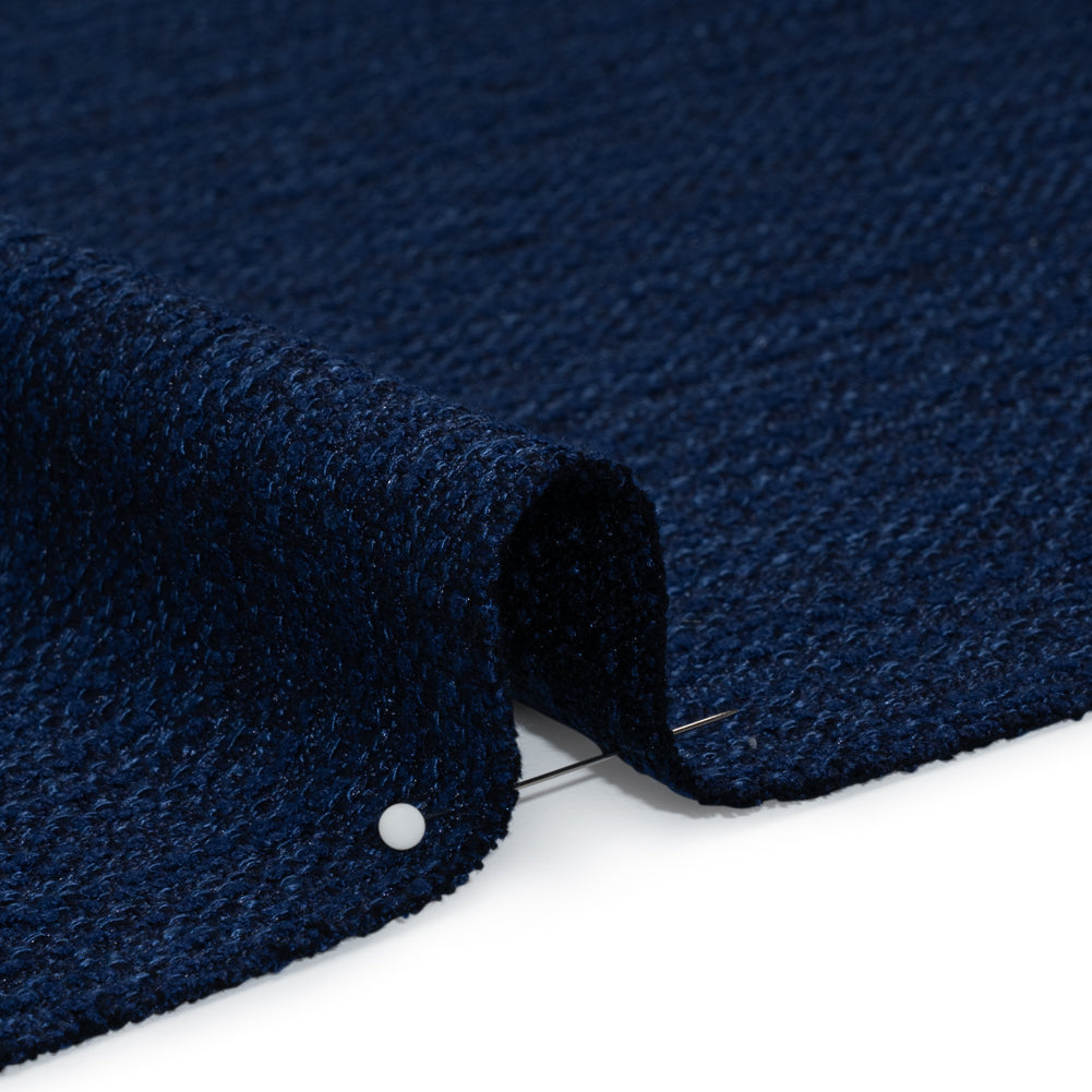 Textured Recycled Polyester Woven - Prussian Boucle Stripes - British Imported - Detail