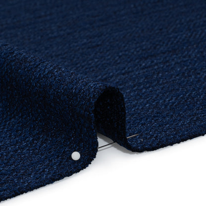 Textured Recycled Polyester Woven - Prussian Boucle Stripes - British Imported