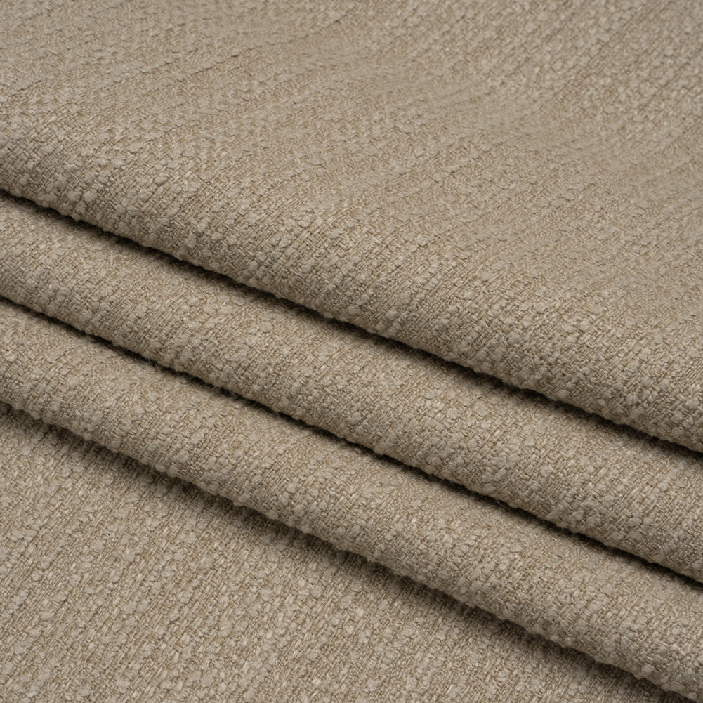 Textured Recycled Polyester Woven - Putty Boucle Stripes - British Imported - Folded