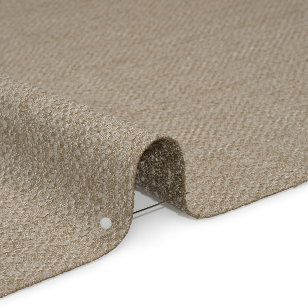Textured Recycled Polyester Woven - Putty Boucle Stripes - British Imported - Detail